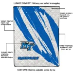 middle tennessee blue raiders stroke art blue white quilt blanket best selling