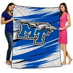 middle tennessee blue raiders wild lines blue white quilt blanket best selling