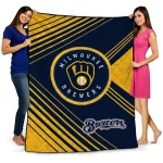 Milwaukee Brewers Arrow Layers Navy Blue Quilt Blanket 1 milwaukee brewers arrow layers navy blue quilt blanket best selling