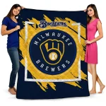 Milwaukee Brewers Block Border Navy Blue Quilt Blanket 1 milwaukee brewers block border navy blue quilt blanket best selling