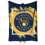 milwaukee brewers block border navy blue quilt blanket best selling