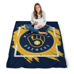 milwaukee brewers block border navy blue quilt blanket best selling
