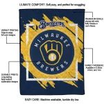 milwaukee brewers block border navy blue quilt blanket best selling