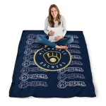 milwaukee brewers bold red navy blue quilt blanket best selling