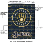 milwaukee brewers brick grid navy blue quilt blanket best selling