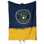 milwaukee brewers dot illusion navy blue quilt blanket best selling