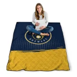 milwaukee brewers dot illusion navy blue quilt blanket best selling