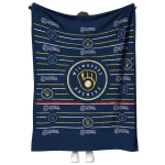 milwaukee brewers handdrawn stripes navy blue quilt blanket best selling
