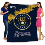 milwaukee brewers league patch navy blue quilt blanket best selling