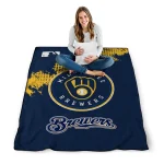 milwaukee brewers league patch navy blue quilt blanket best selling