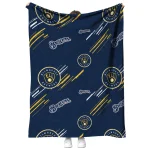 milwaukee brewers sketch lines navy blue quilt blanket best selling