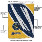 milwaukee brewers stroke art navy blue white quilt blanket best selling