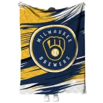 milwaukee brewers wild lines navy blue white quilt blanket best selling