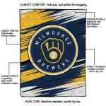 milwaukee brewers wild lines navy blue white quilt blanket best selling