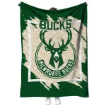 milwaukee bucks block border green quilt blanket best selling