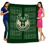 milwaukee bucks bold red green quilt blanket best selling