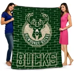 milwaukee bucks brick grid green quilt blanket best selling