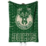 milwaukee bucks brick grid green quilt blanket best selling