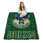 milwaukee bucks brick grid green quilt blanket best selling