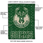 milwaukee bucks brick grid green quilt blanket best selling