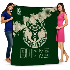 milwaukee bucks nba grunge green quilt blanket best selling