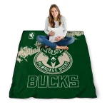milwaukee bucks nba grunge green quilt blanket best selling