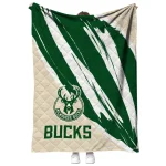 milwaukee bucks stroke art green white quilt blanket best selling
