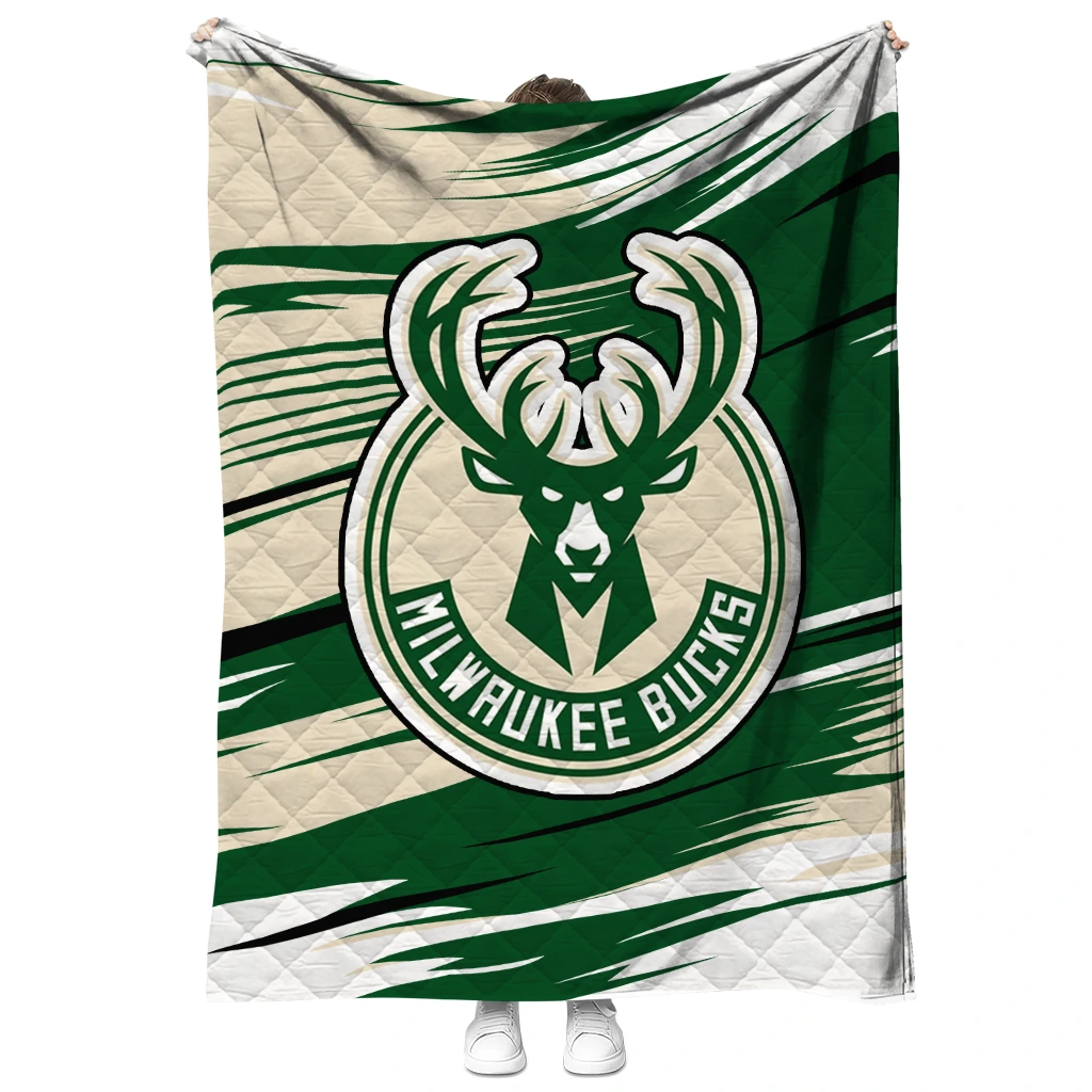 milwaukee bucks wild lines green white quilt blanket fashion forward