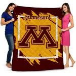 minnesota golden gophers block border maroon quilt blanket best selling