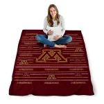 minnesota golden gophers handdrawn stripes maroon quilt blanket best selling