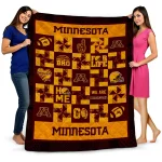 minnesota golden gophers helmet heart maroon quilt blanket best selling