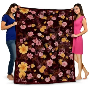 minnesota golden gophers hibiscus foliage maroon quilt blanket best selling