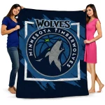minnesota timberwolves block border midnight blue quilt blanket best selling