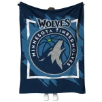 minnesota timberwolves block border midnight blue quilt blanket best selling