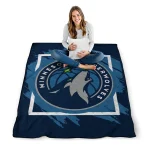 minnesota timberwolves block border midnight blue quilt blanket best selling