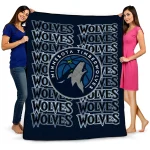 minnesota timberwolves bold red midnight blue quilt blanket best selling