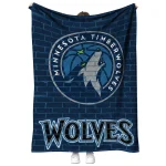 minnesota timberwolves brick grid midnight blue quilt blanket best selling