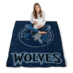 minnesota timberwolves brick grid midnight blue quilt blanket best selling