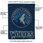 minnesota timberwolves brick grid midnight blue quilt blanket best selling