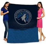 minnesota timberwolves dot illusion midnight blue quilt blanket best selling