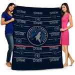 minnesota timberwolves handdrawn stripes midnight blue quilt blanket best selling