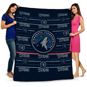 minnesota timberwolves handdrawn stripes midnight blue quilt blanket best selling
