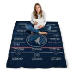 minnesota timberwolves handdrawn stripes midnight blue quilt blanket best selling