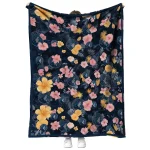 minnesota timberwolves hibiscus foliage midnight blue quilt blanket best selling