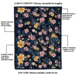 minnesota timberwolves hibiscus foliage midnight blue quilt blanket best selling