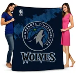 minnesota timberwolves nba grunge midnight blue quilt blanket best selling