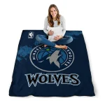 minnesota timberwolves nba grunge midnight blue quilt blanket best selling