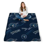 minnesota timberwolves sketch lines midnight blue quilt blanket best selling
