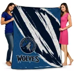 minnesota timberwolves stroke art midnight blue white quilt blanket best selling