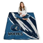 minnesota timberwolves stroke art midnight blue white quilt blanket best selling